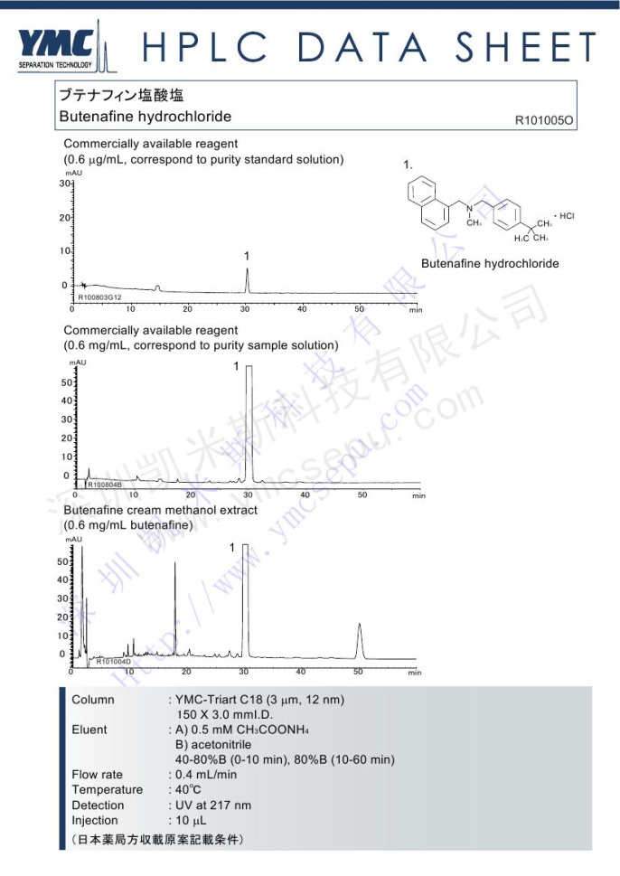 液相色谱法测定盐酸布替萘芬有关物质(TA12S03-1503WT) 液相色谱法测定盐酸布替萘芬有关物质(TA12S03-1503WT)