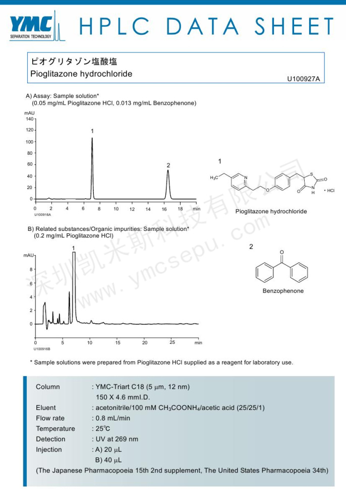 液相色谱法测定盐酸吡格列酮含量与有关物质(TA12S05-1546WT)