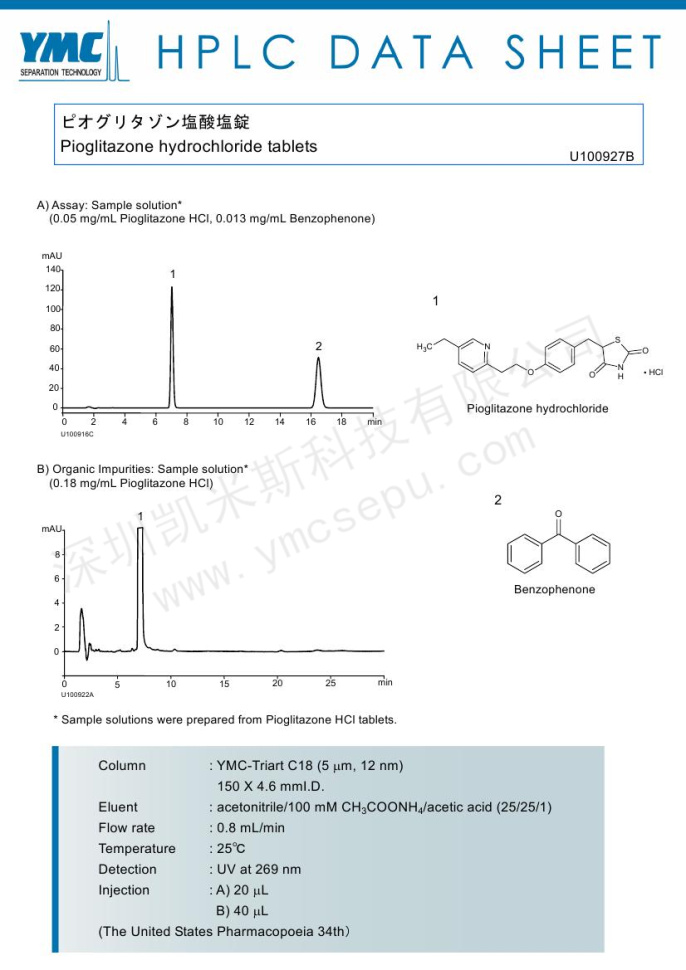 液相色谱法测定盐酸吡格列酮片含量及有关物质(TA12S05-1546WT)