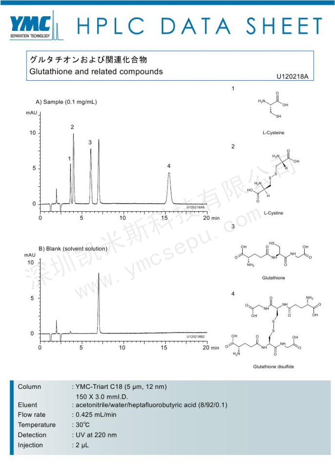液相色谱法分离测定谷胱甘肽与有关物质(TA12S05-1503WT)