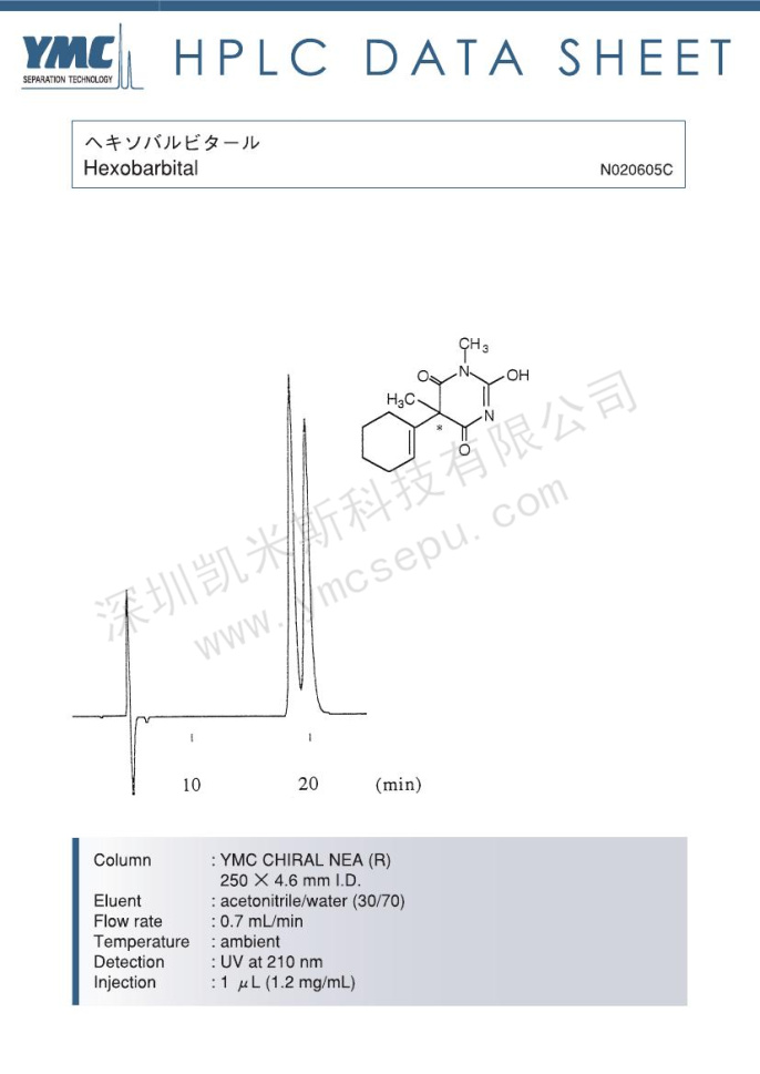 环己烯巴比妥手性异构体分离的液相色谱图 环己烯巴比妥手性异构体分离的液相色谱图