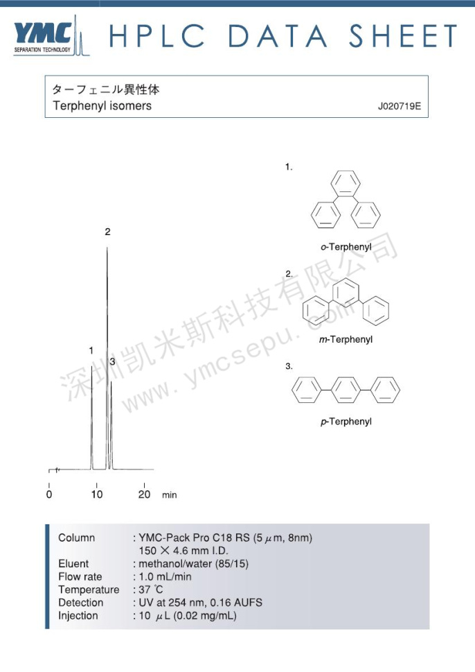 三联苯异构体分离的液相色谱图 三联苯异构体分离的液相色谱图